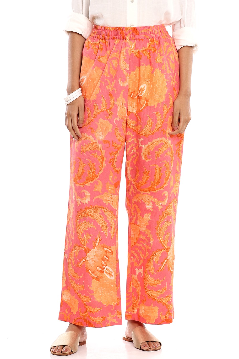 Pink Suzani Print Cotton Pants