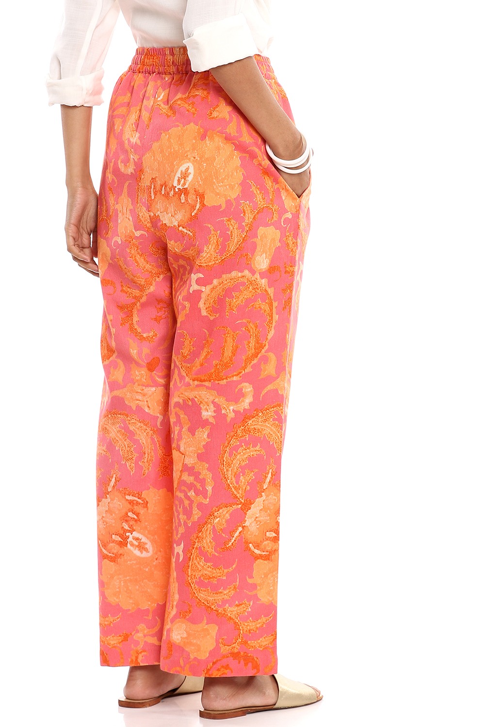 Pink Suzani Print Cotton Pants