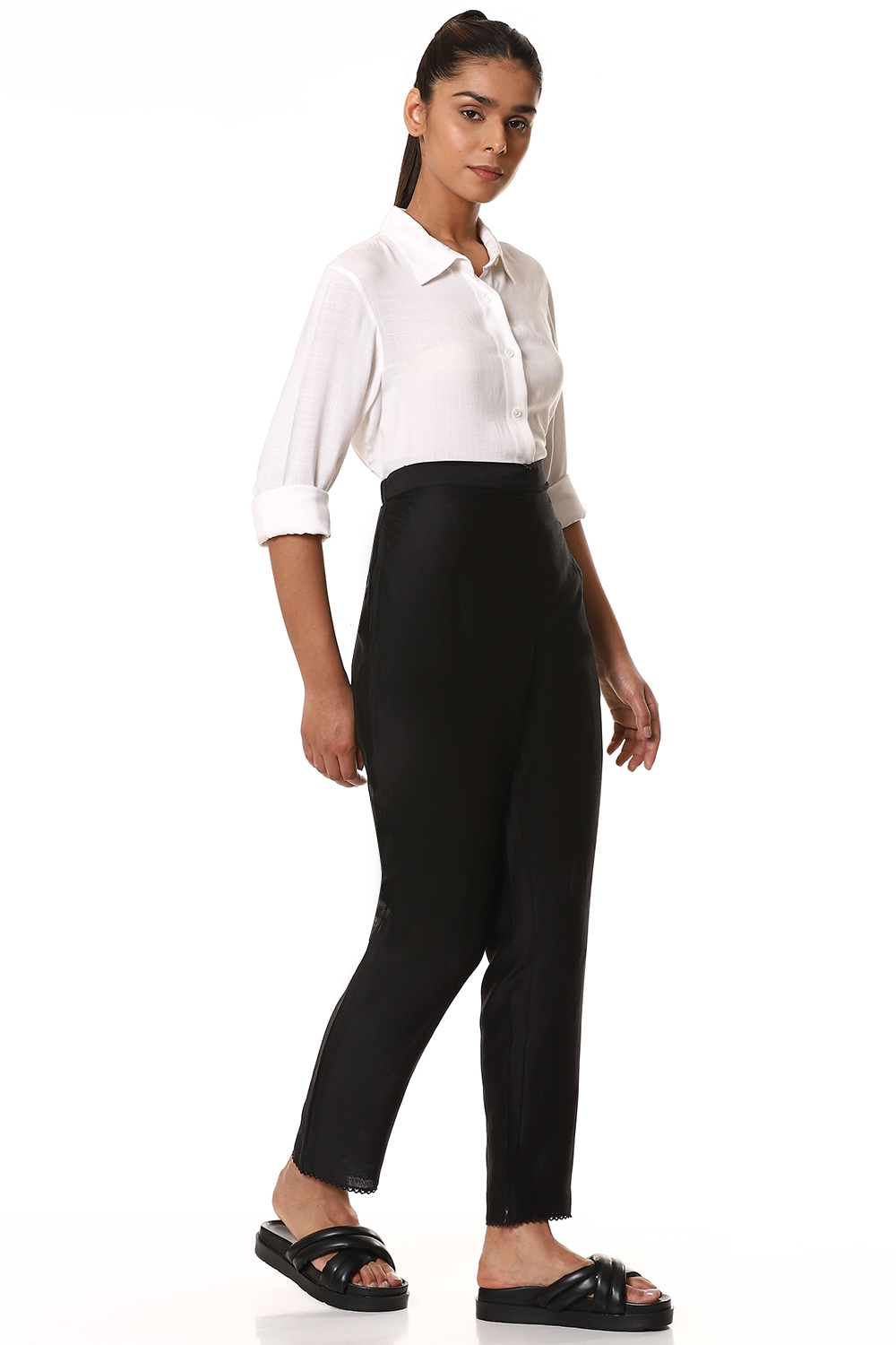 Buy W for Woman Black Knitted Women's Straight Pants_22NOW62077-218386_S at  Amazon.in