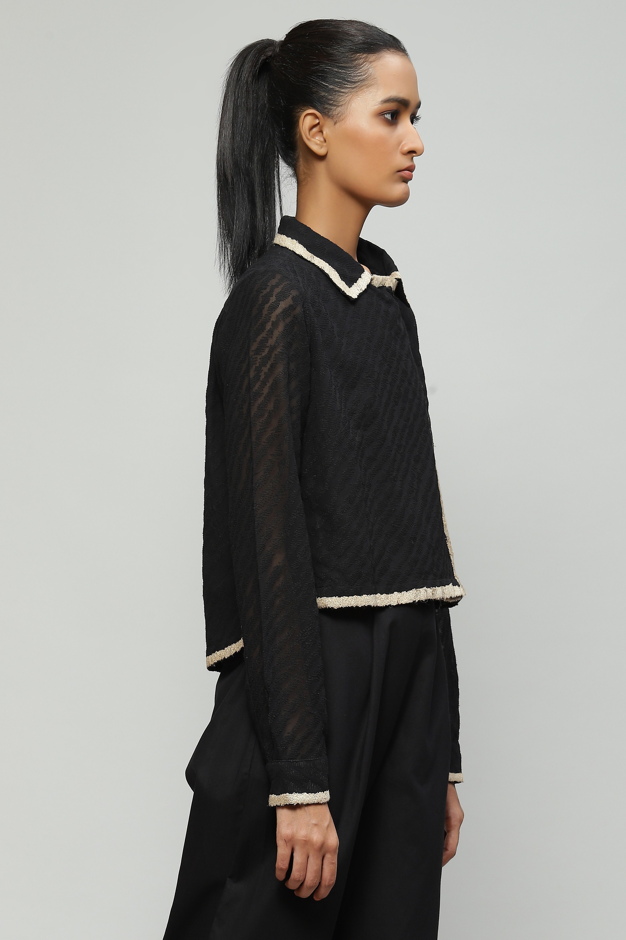 Tussar And Scribble Embroidered Top