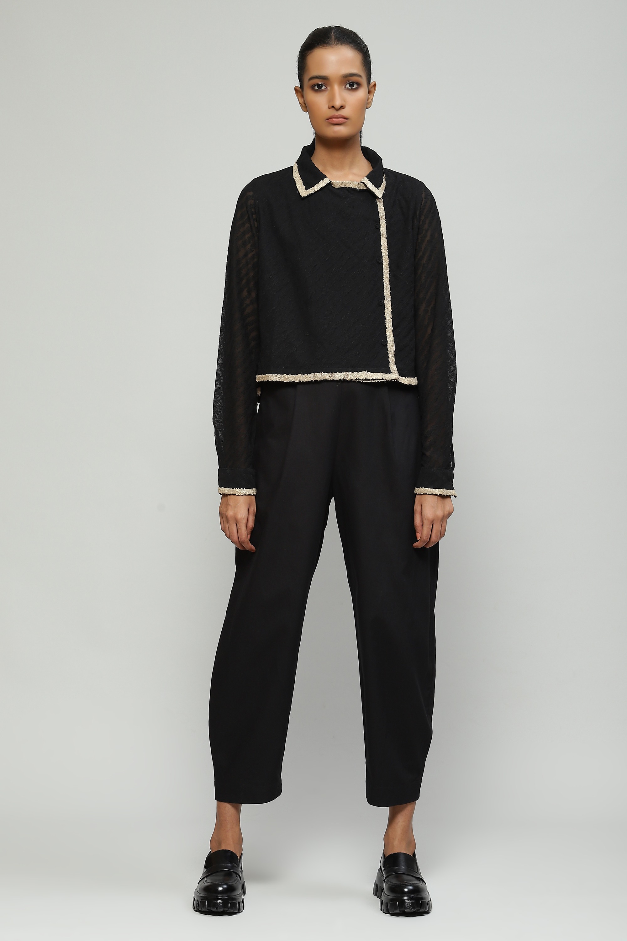 Tussar And Scribble Embroidered Top