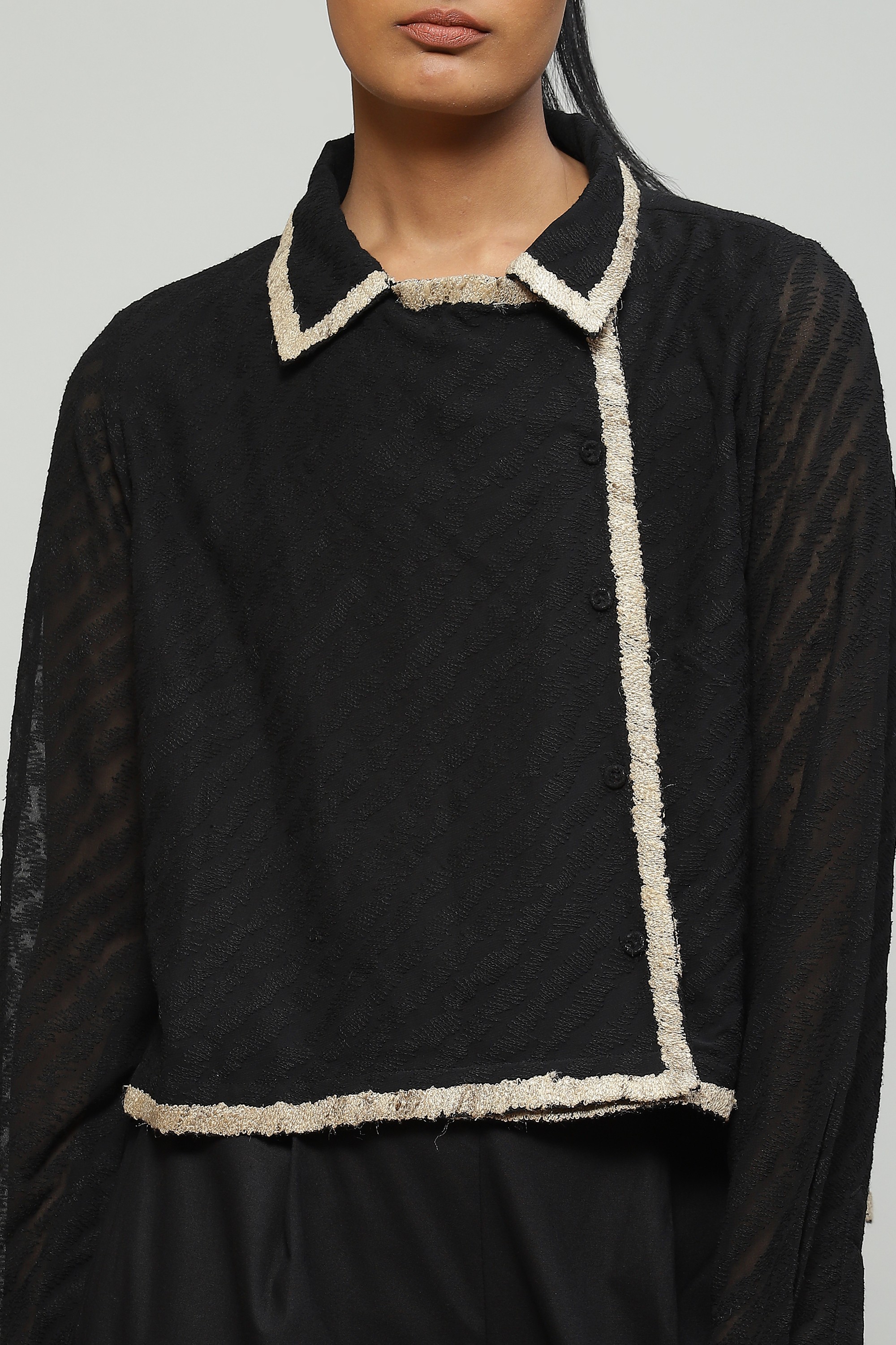 Tussar And Scribble Embroidered Top