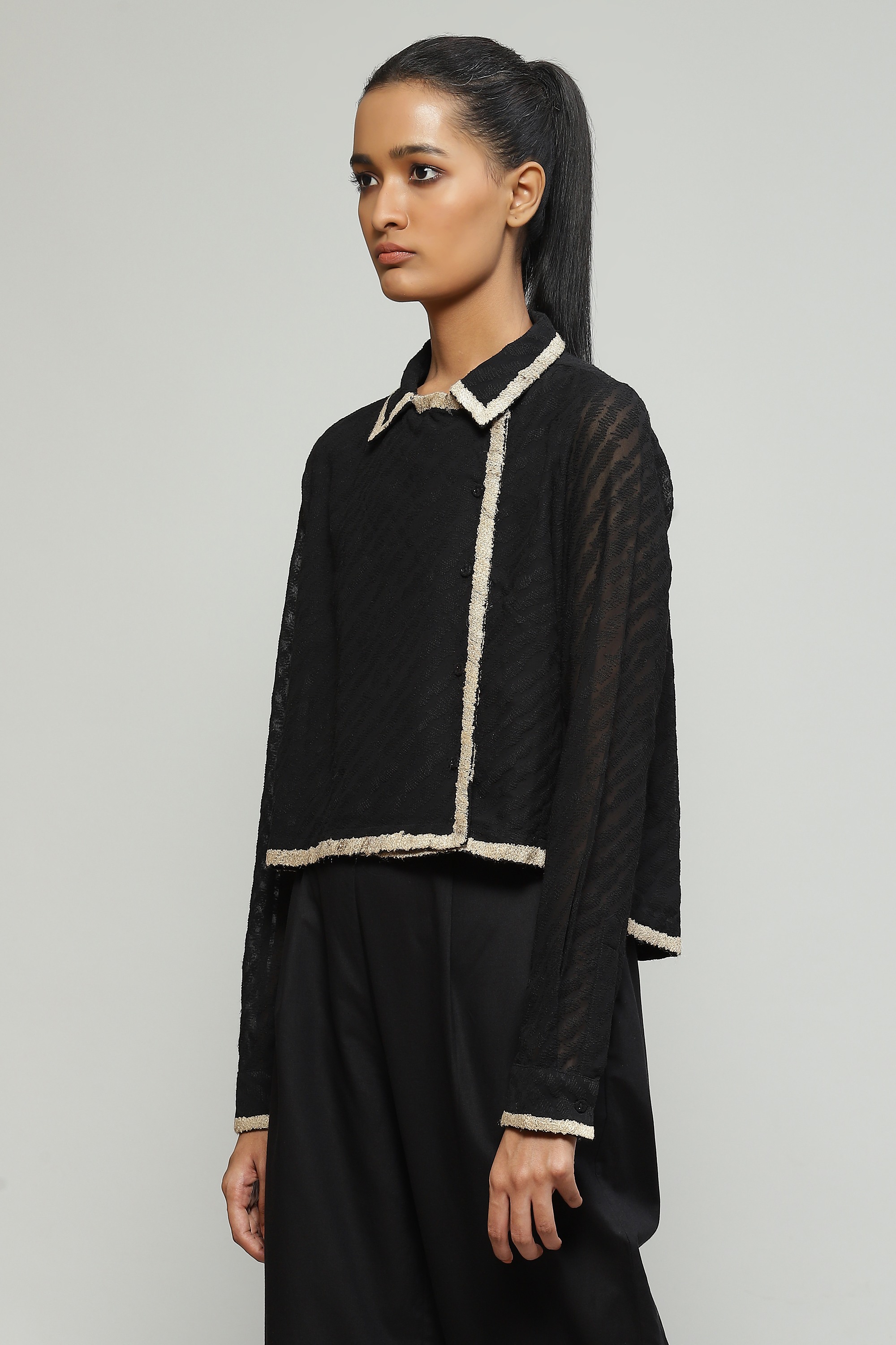 Tussar And Scribble Embroidered Top