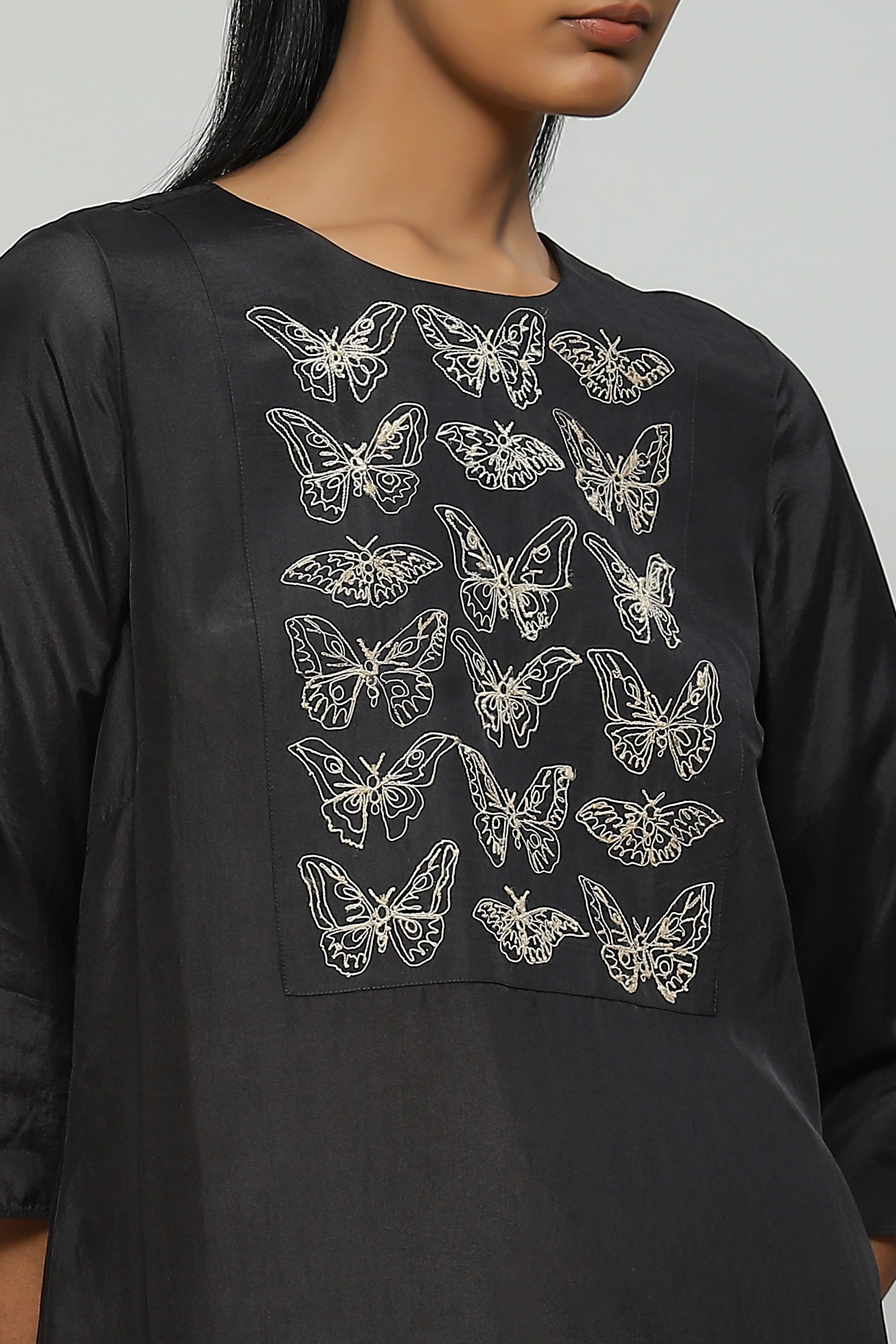 Tussar Embroidered Silk Dress