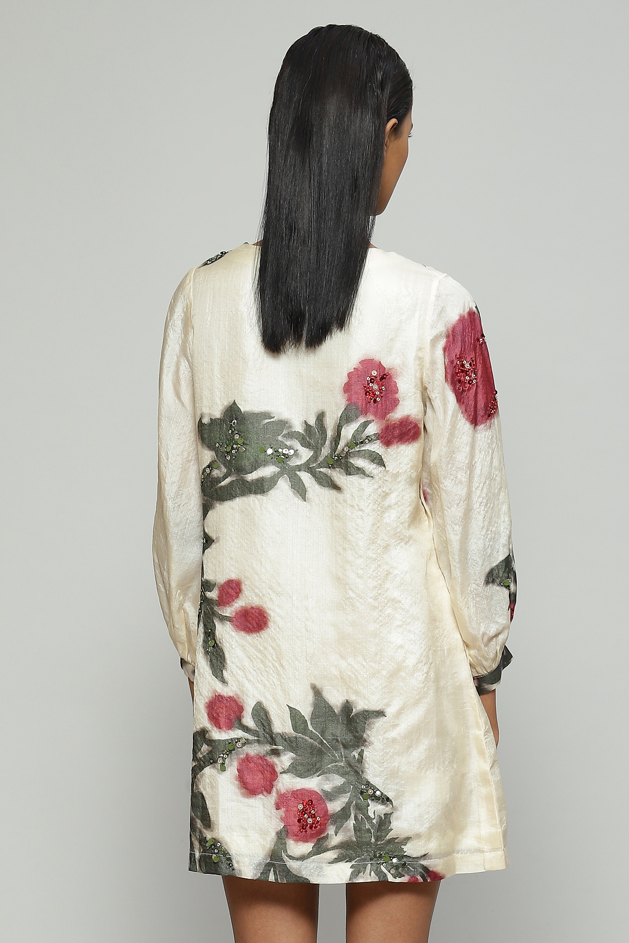 Printed And Sequinned Silk X Cotton Kurta