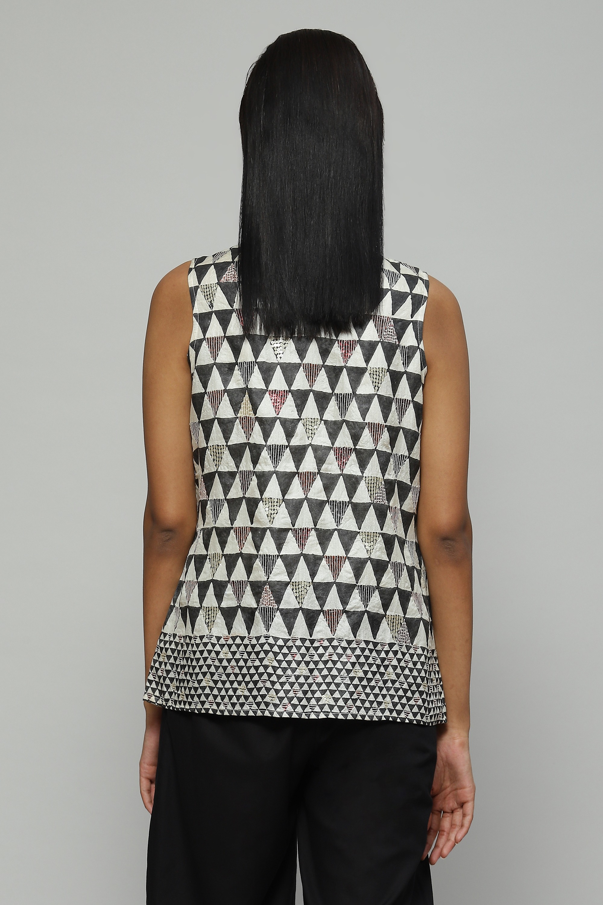 Hand Block Printed And Sequinned Top