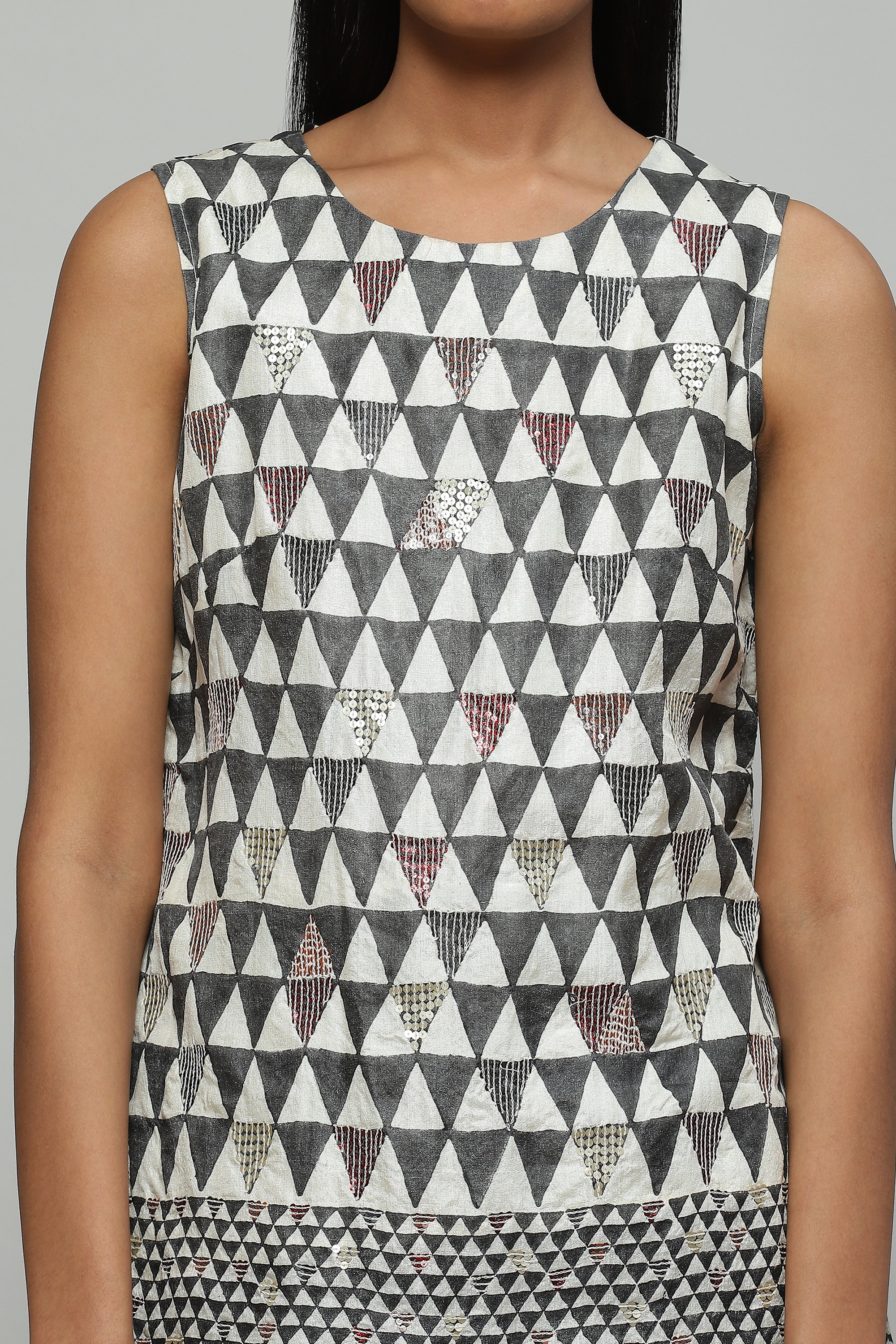 Hand Block Printed And Sequinned Top