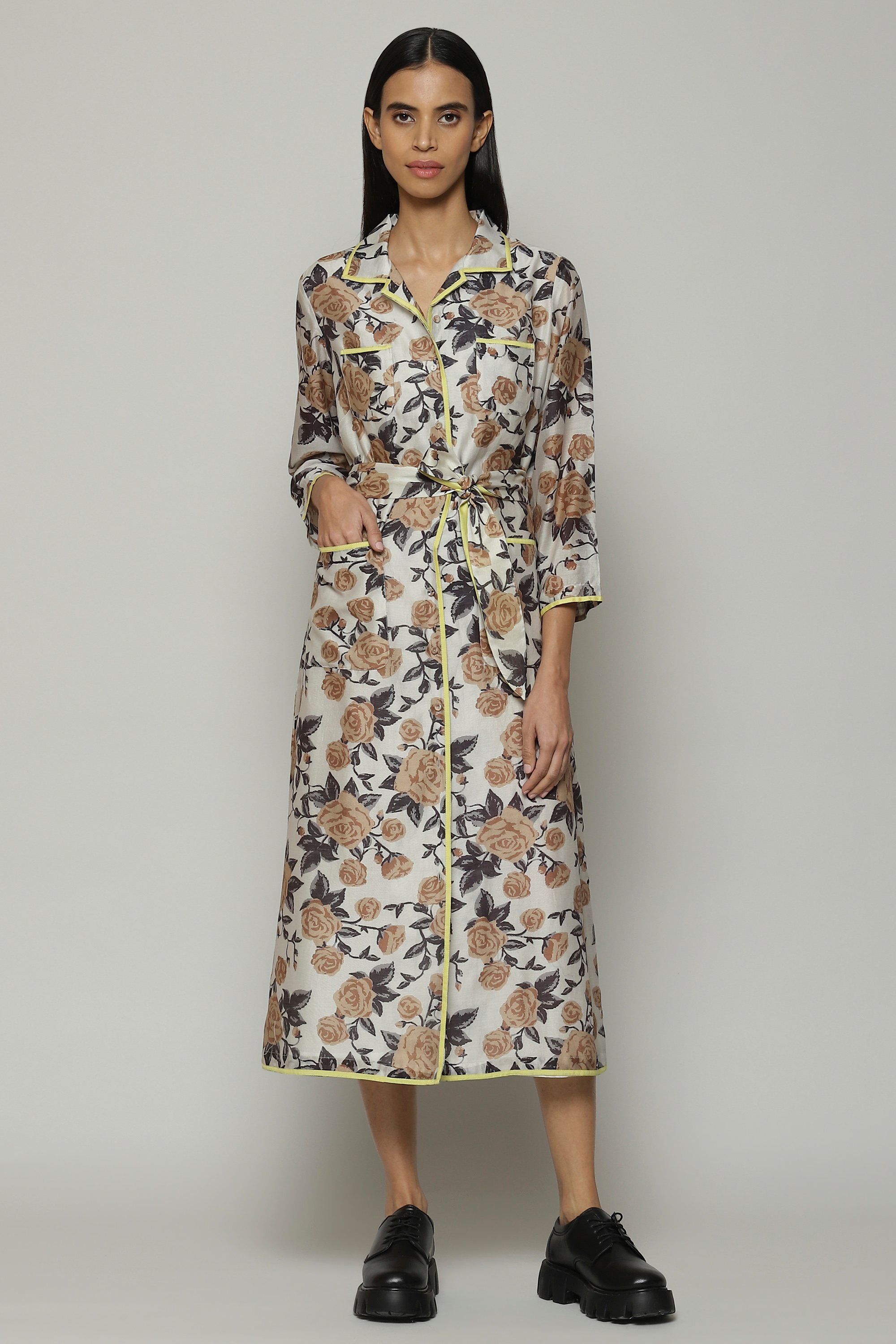 【送料&関税込】Kenzo Cotton Shirtdress Kenzo Print Silk X Cotton Shirt Dress Ivory