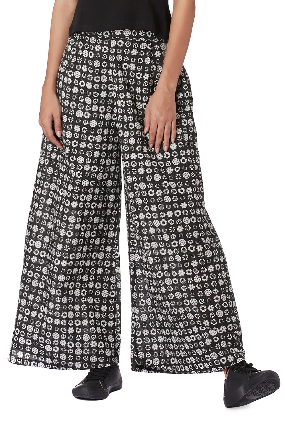 White Printed Palazzo Pants For Women's Girl's Wideleg Western Wear Free  Size's Color White Maroom