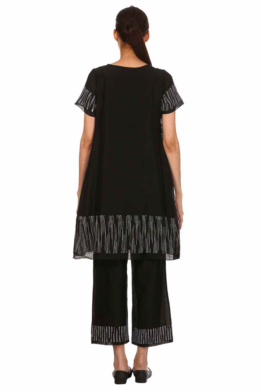 Aari Embroidered Chanderi Coordinate Set Black