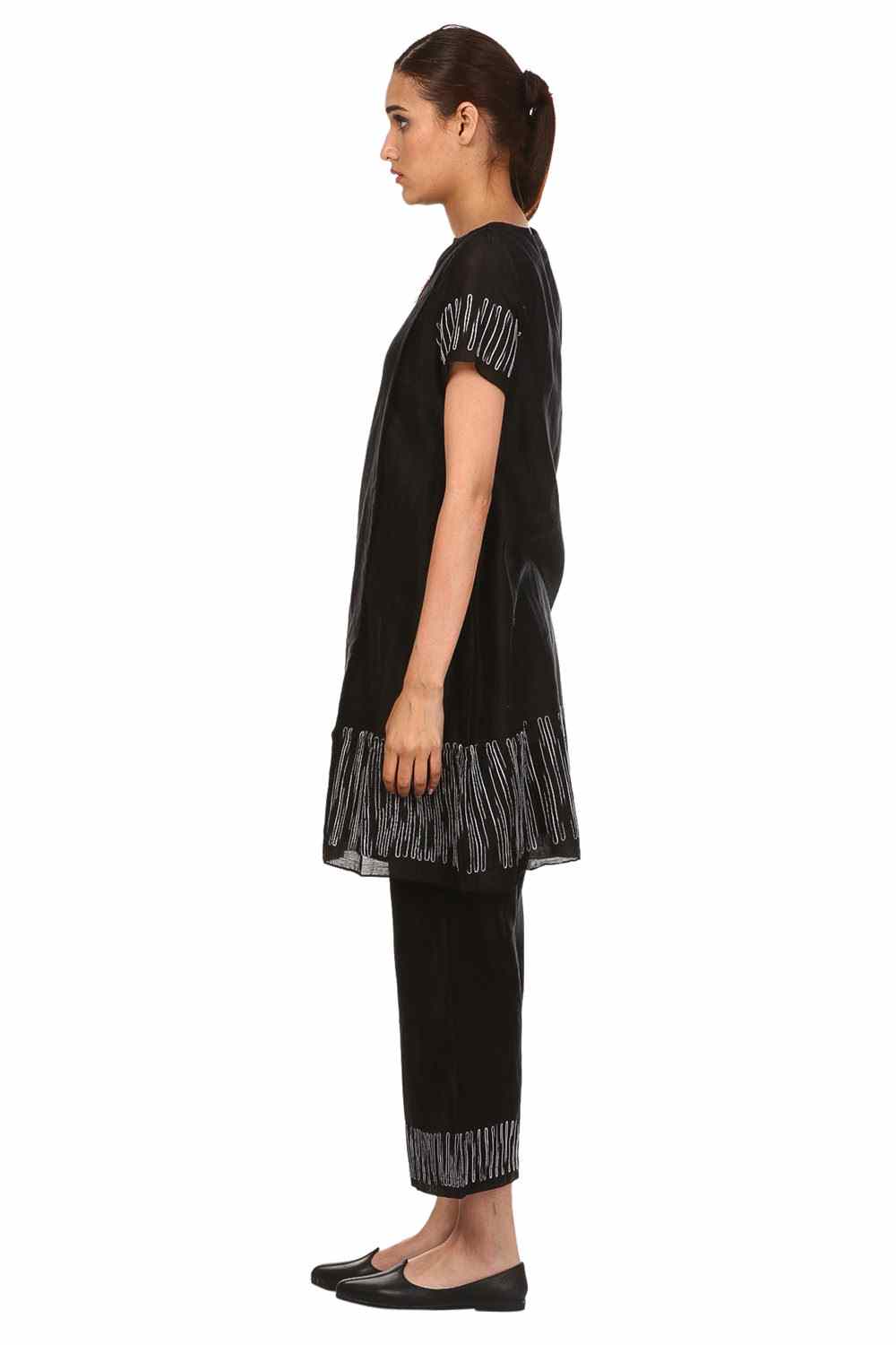 Aari Embroidered Chanderi Coordinate Set Black