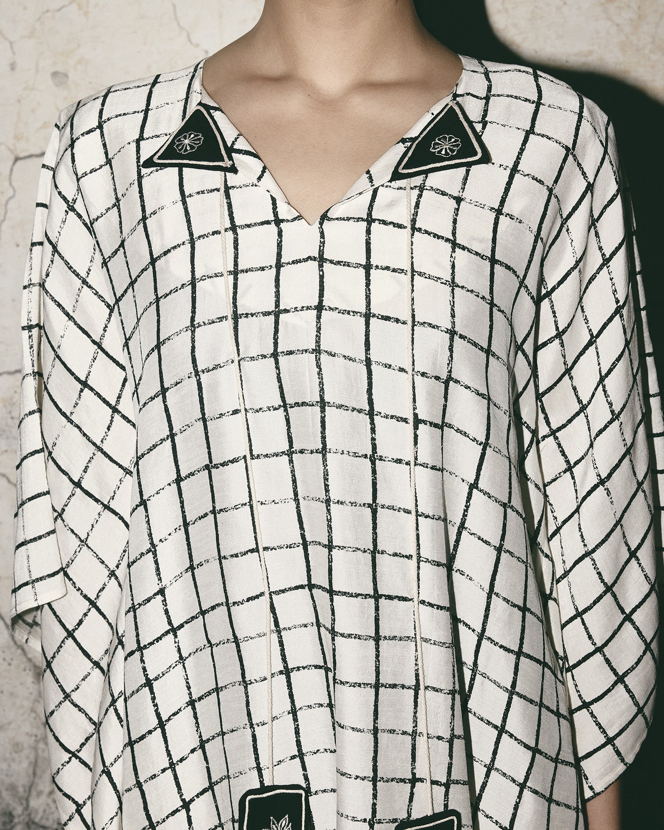 Grid Kaftan Dress