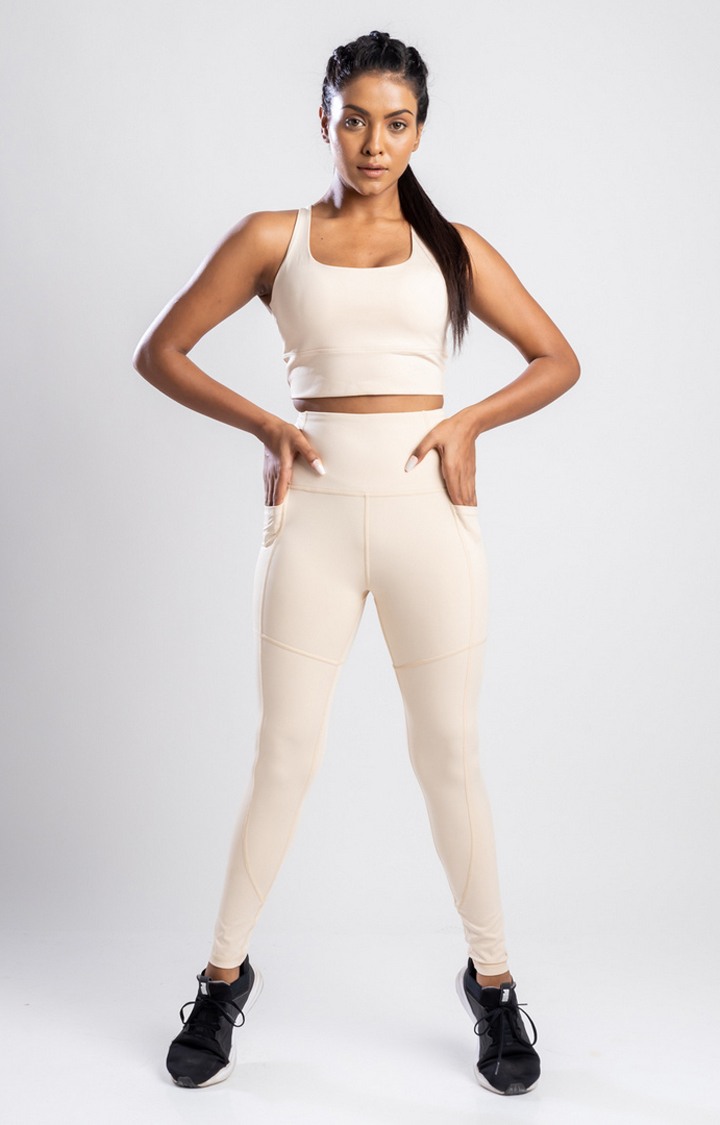 Women's Beige Sports Bra