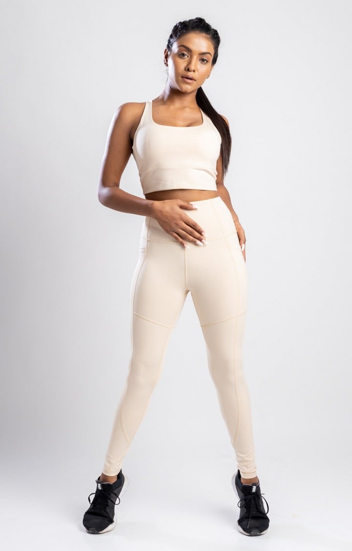 Women's Beige Sports Bra