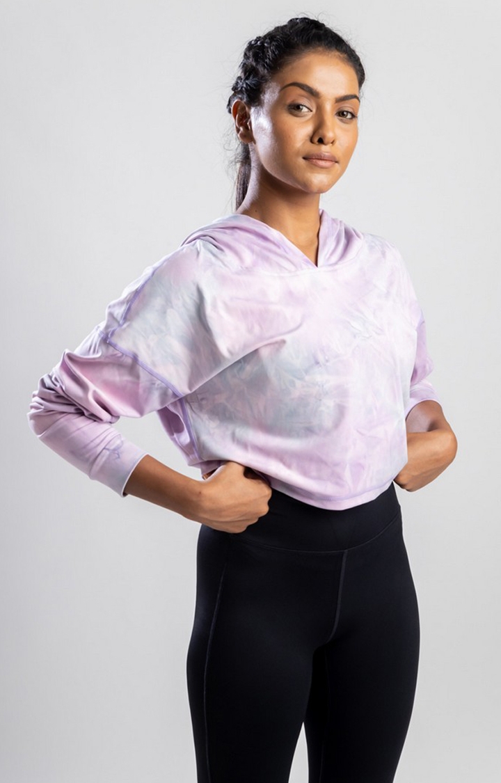 SKNZ Activewear | Women Purple Nylon Tie Dye Hoodies