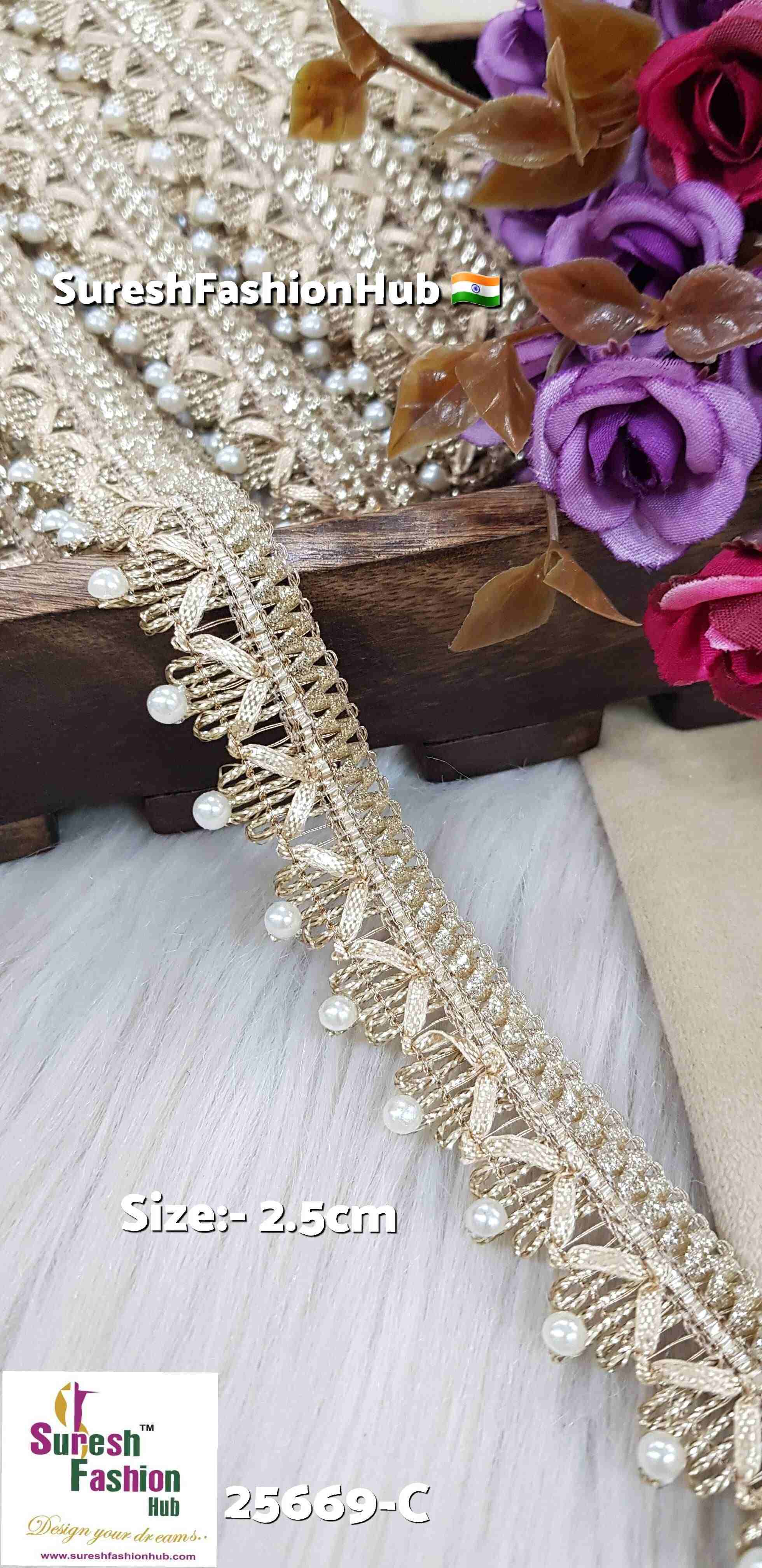 Radiant Pearl Jhalar Border Lace