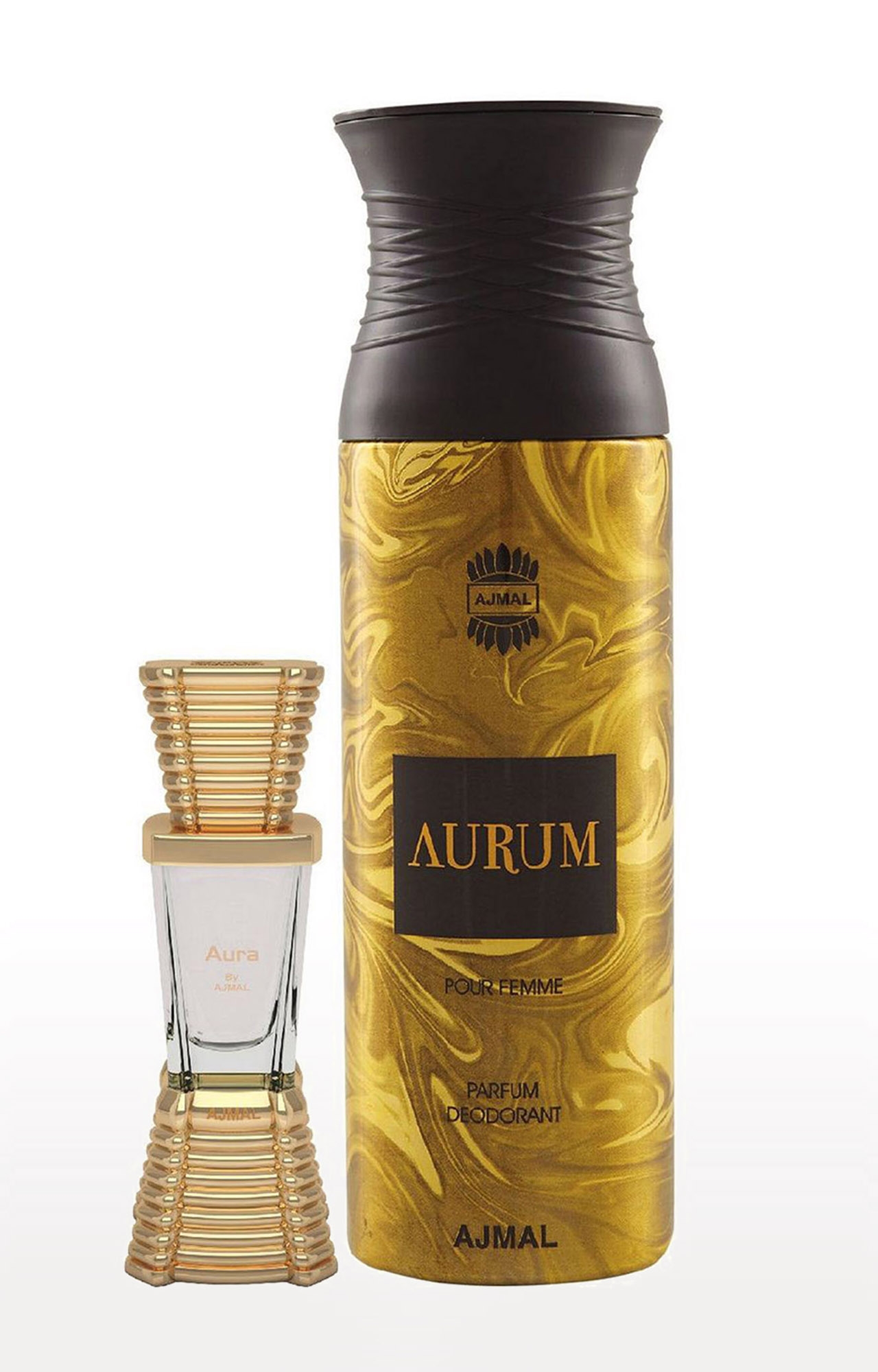 Ajmal | Ajmal Aura Concentrated Perfume Oil Fruity Alcohol-free Attar 10ml for Unisex and Aurum Femme Deodorant Fruity Fragrance 200ml for Women 0