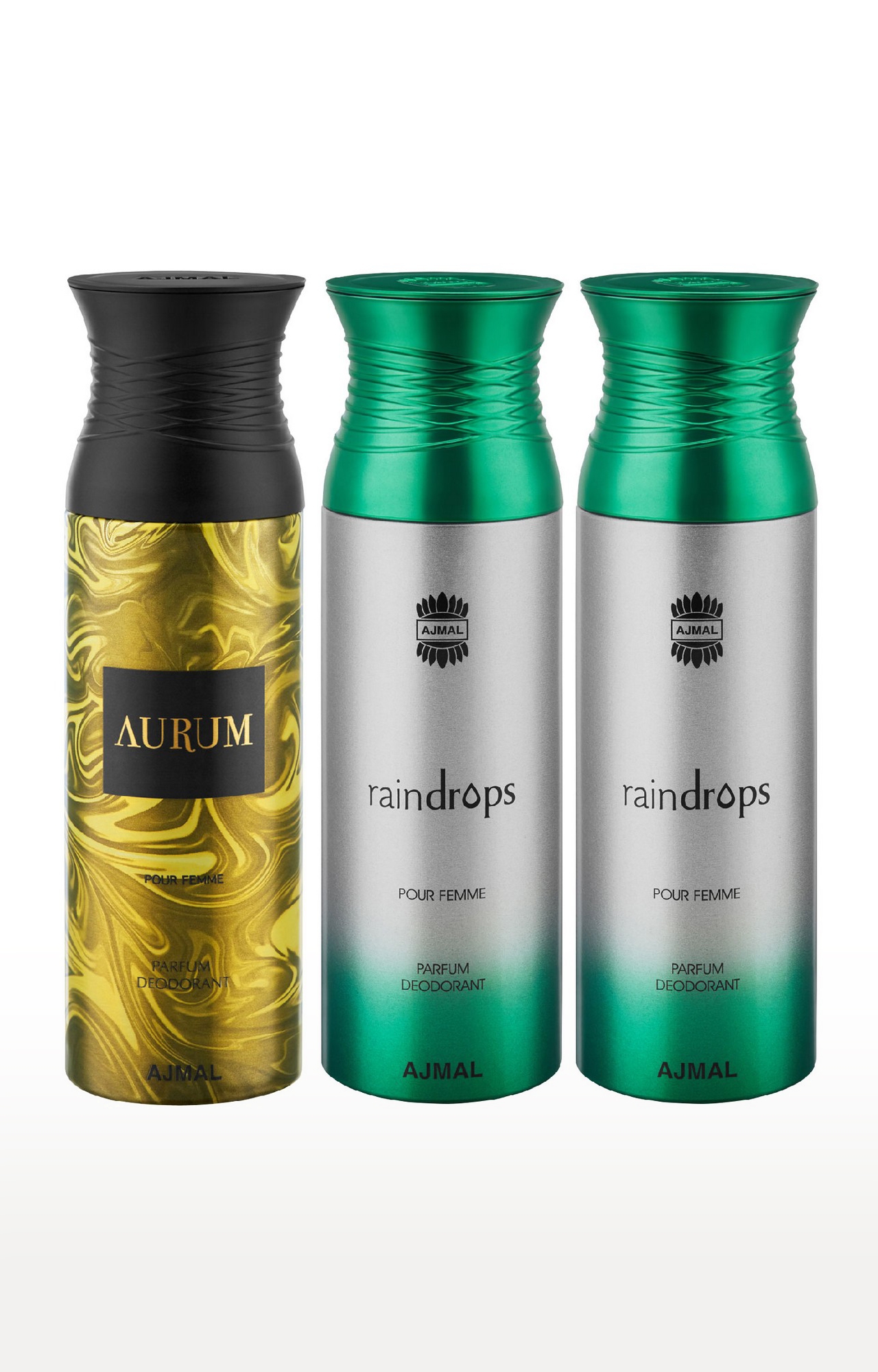 Ajmal | Ajmal Aurum & Raindrops & Raindrops Deodorant Spray - For Women (200 ml, Pack of 3)  0