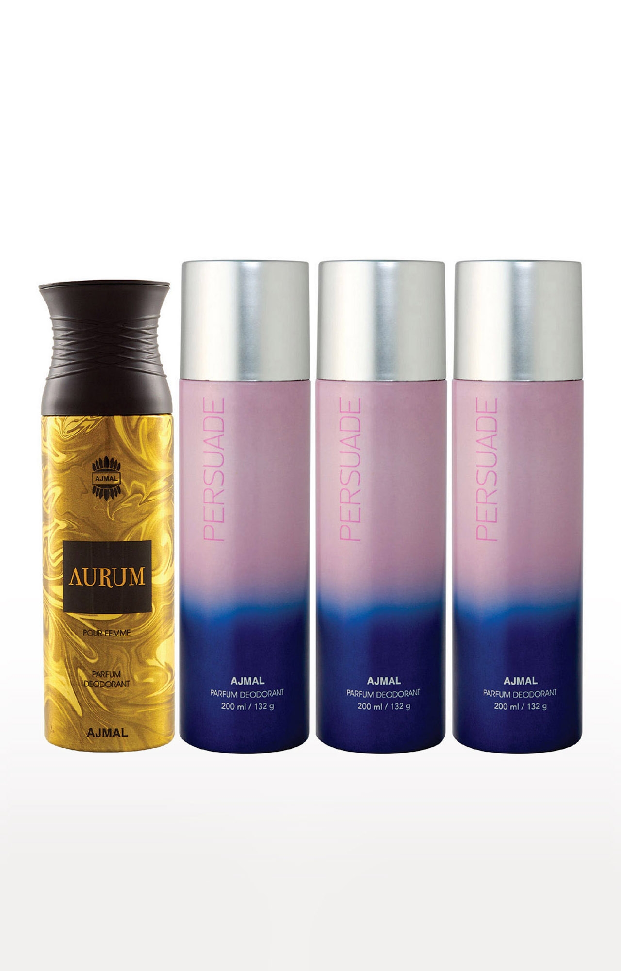 Ajmal | Ajmal 1 Aurum Femme for Women and 3 Persuade for Men & Women High Quality Deodorants each 200ML Combo pack of 4 (Total 800ML)  0
