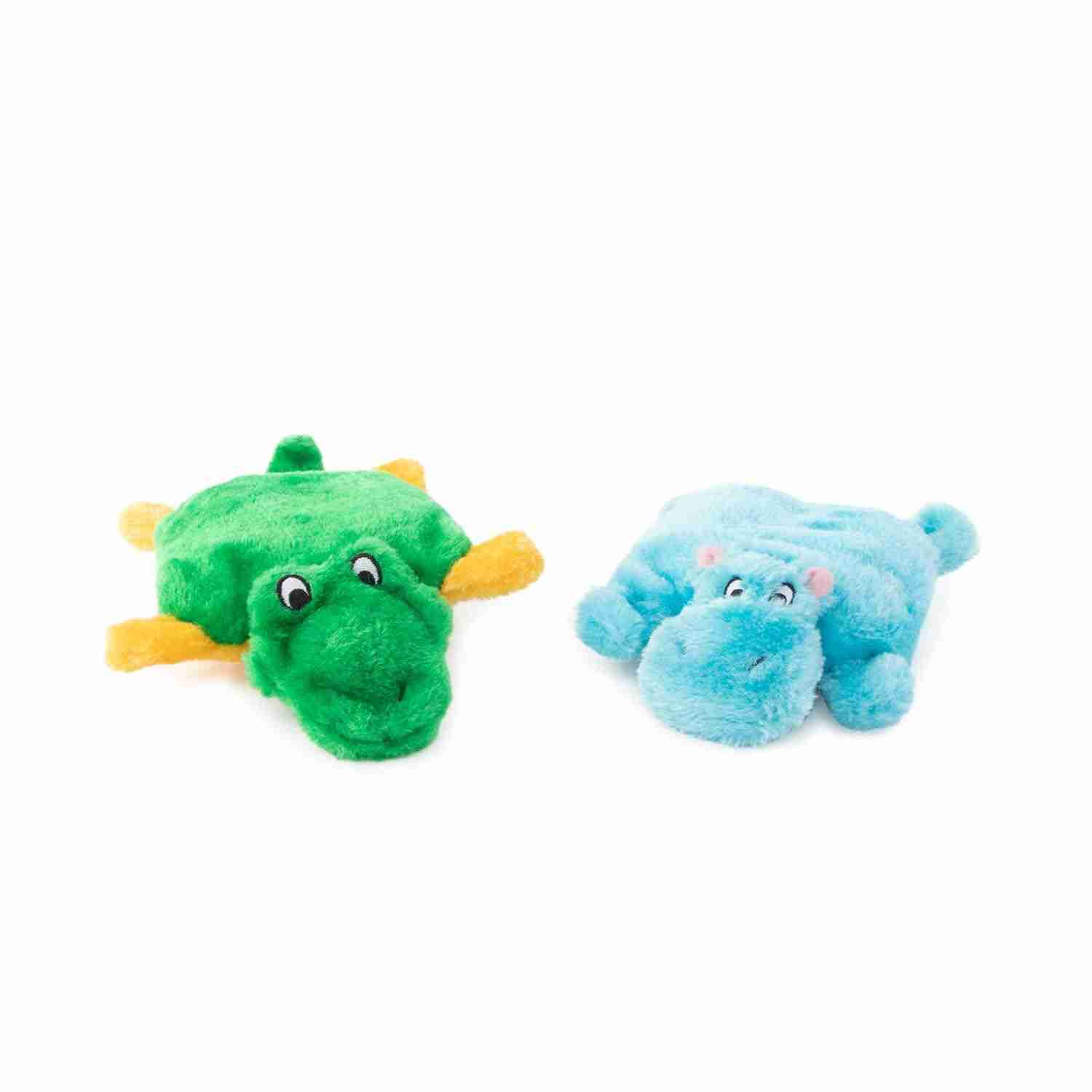 Zippy Paws Squeakie Pad 2-Pack Hippo & Alligator Toy for Dogs