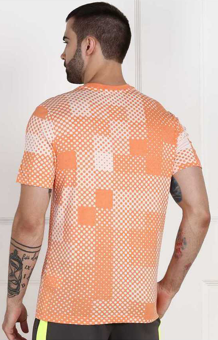 NIKE  Printed Men Round Neck Orange T-Shirt
