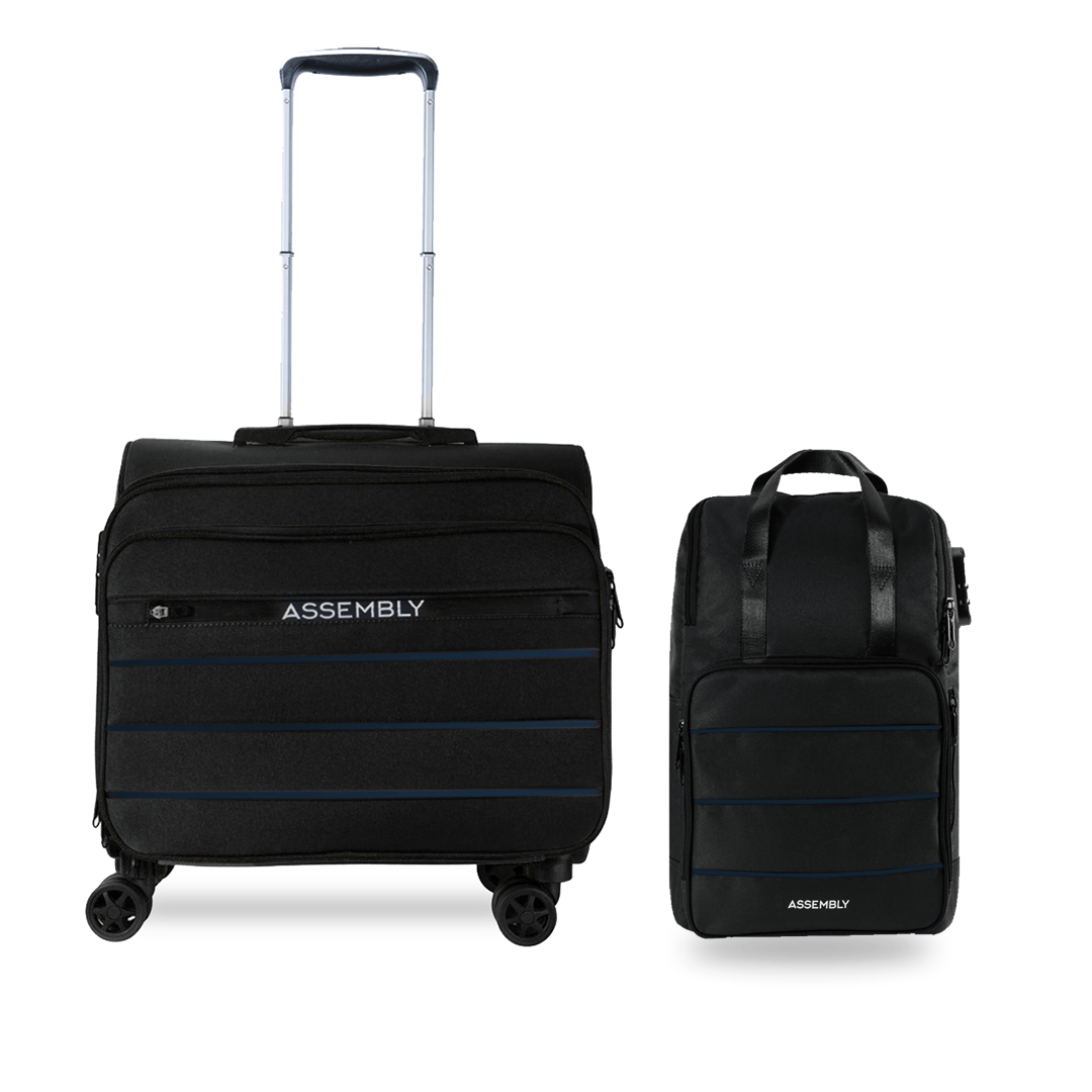 Overnighter Trolley and Laptop Backpack - Black