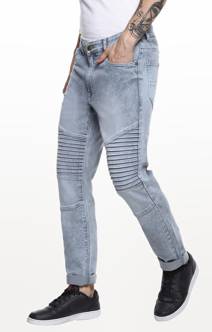 Urbano Fashion | Grey Solid Straight Jeans 2