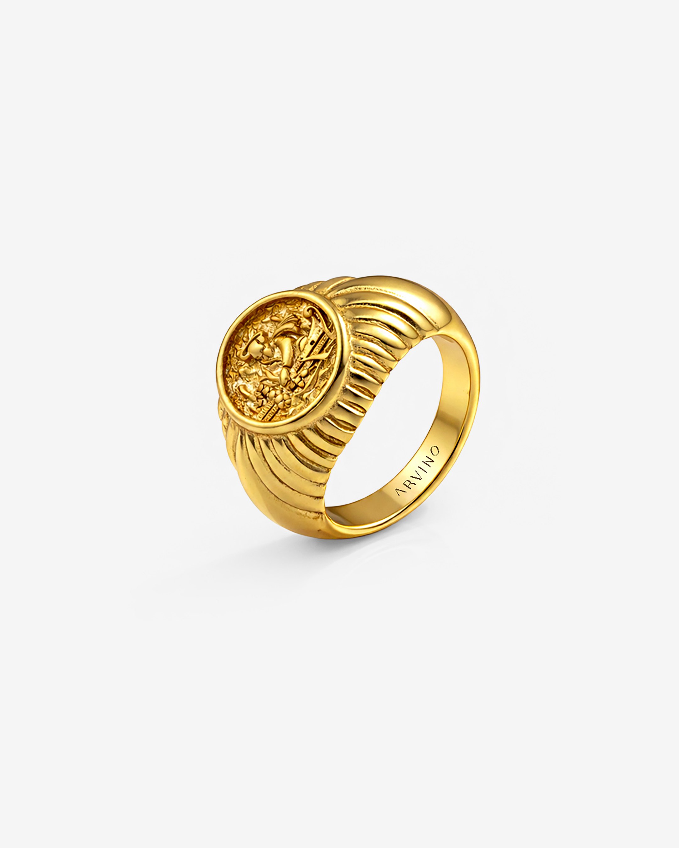 Vintage Engraved Gold Signet Men's Ring