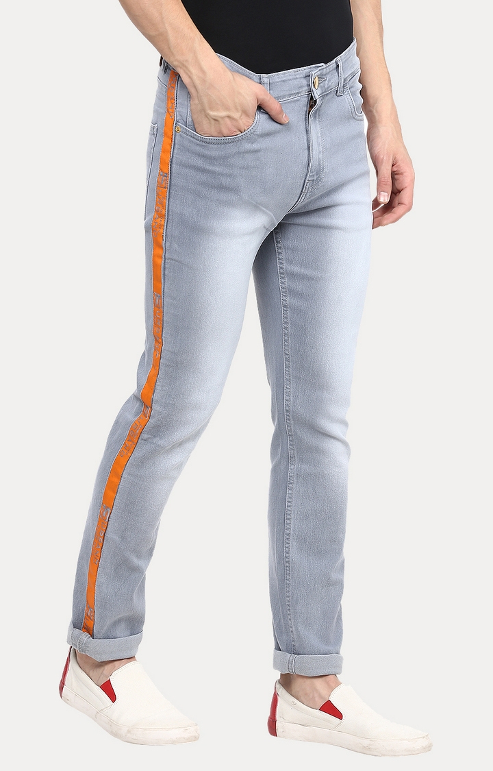 Urbano Fashion | Light Grey Solid Straight Jeans 0