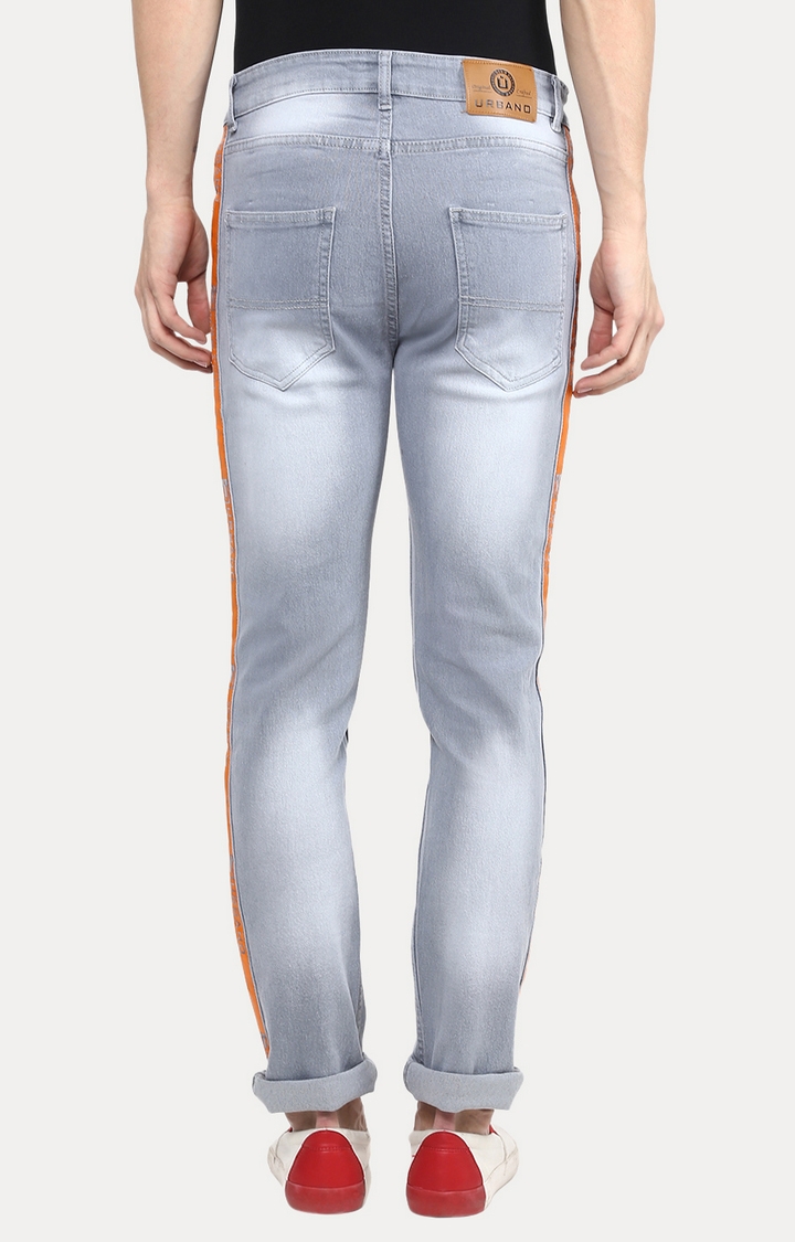 Urbano Fashion | Light Grey Solid Straight Jeans 3