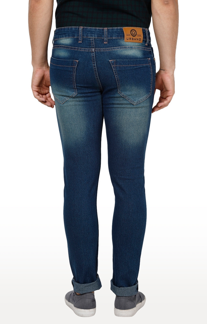 Urbano Fashion | Blue Solid Tapered Jeans 3