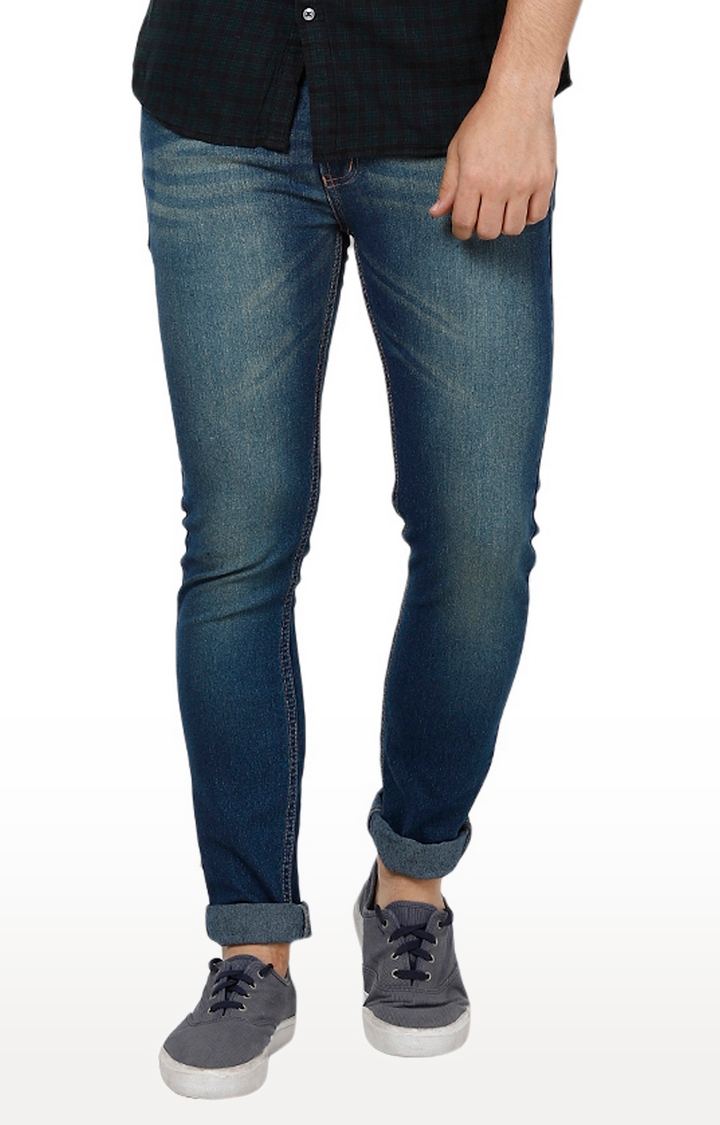 Urbano Fashion | Blue Solid Tapered Jeans 0
