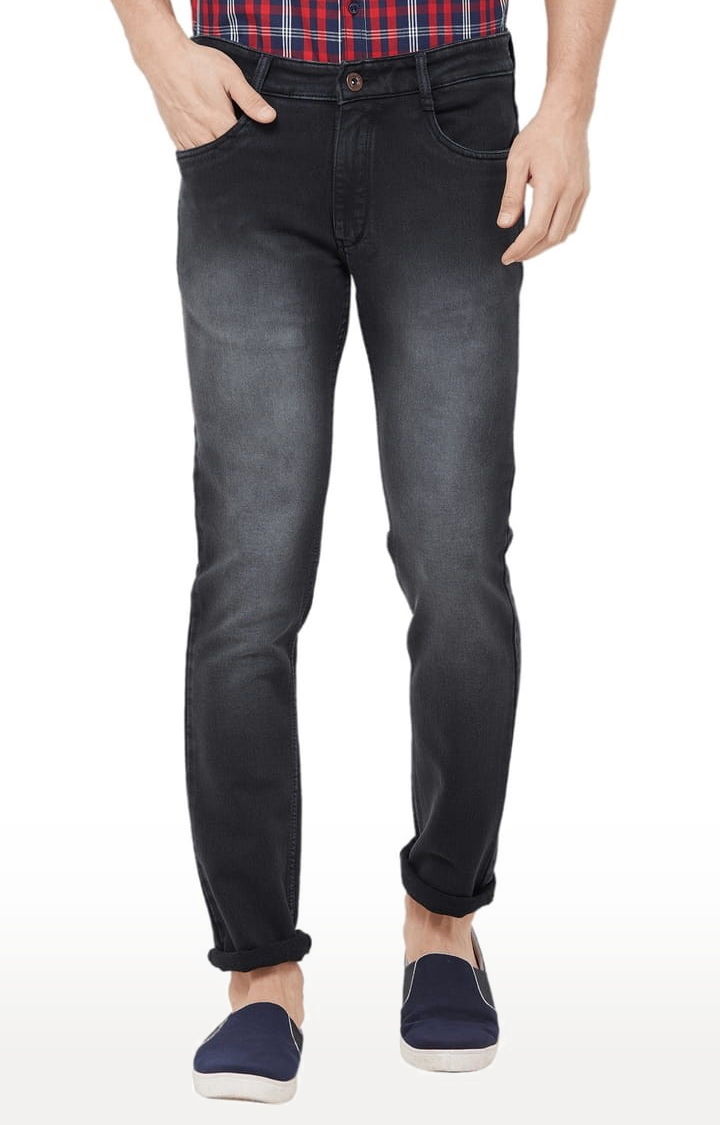 SOLEMIO | Men's Grey Denim Solid Regular Jeans 0