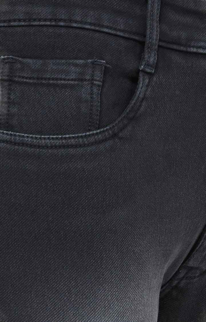 SOLEMIO | Men's Grey Denim Solid Regular Jeans 5