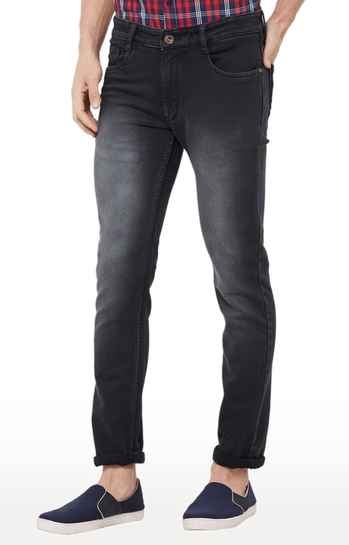 SOLEMIO | Men's Grey Denim Solid Regular Jeans 2
