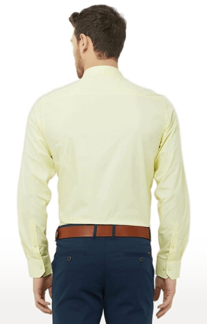 SOLEMIO | Men's Yellow Cotton Solid Formal Shirt 4
