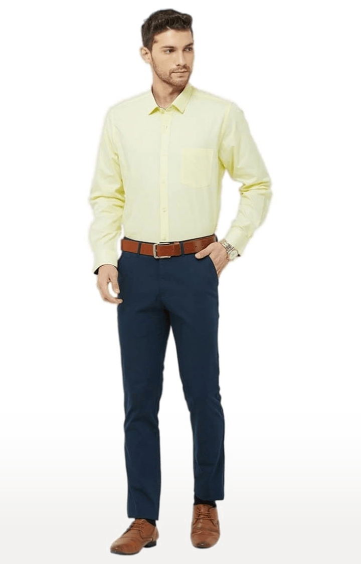 SOLEMIO | Men's Yellow Cotton Solid Formal Shirt 1
