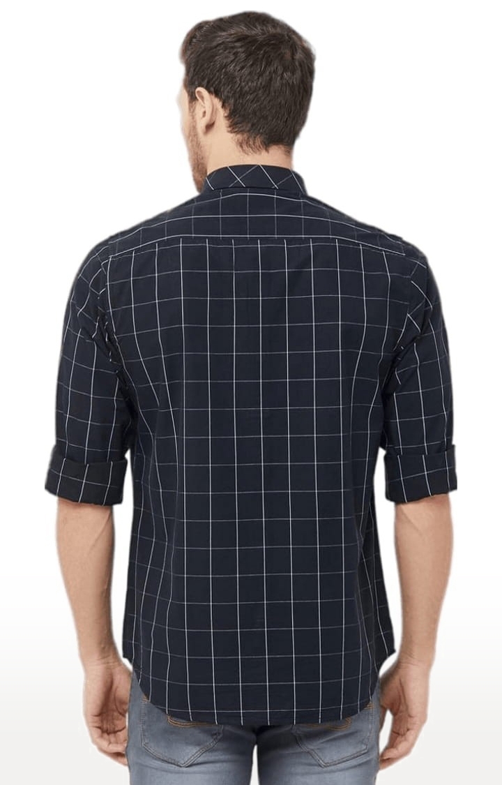 SOLEMIO | Men's Blue Cotton Checked Casual Shirt 4