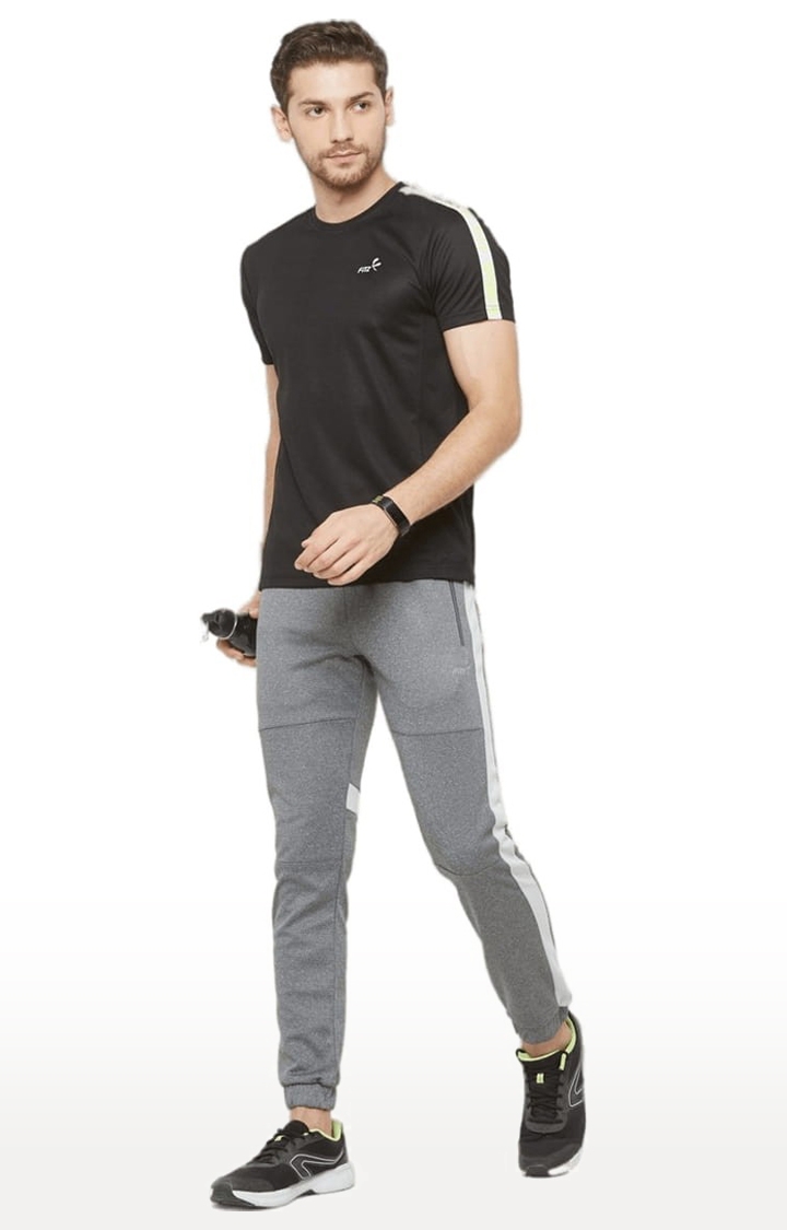 FITZ | Men's Black Polyester Solid Activewear T-Shirt 1