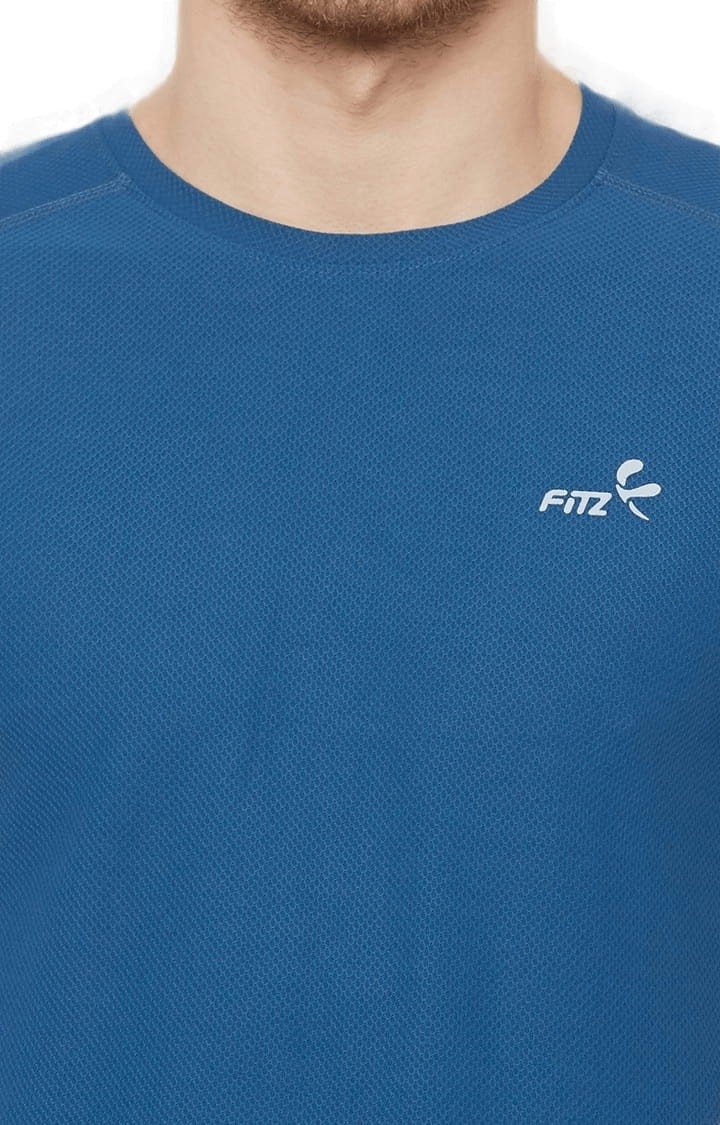 FITZ | Men's Blue Polyester Solid Activewear T-Shirt 5