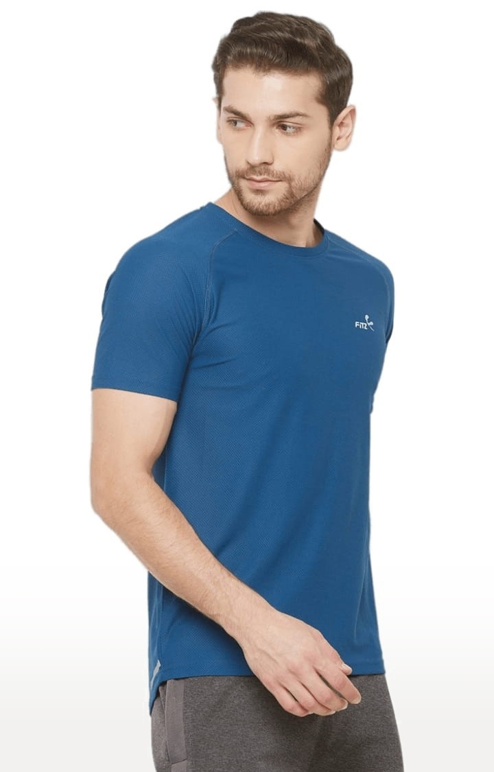 FITZ | Men's Blue Polyester Solid Activewear T-Shirt 3