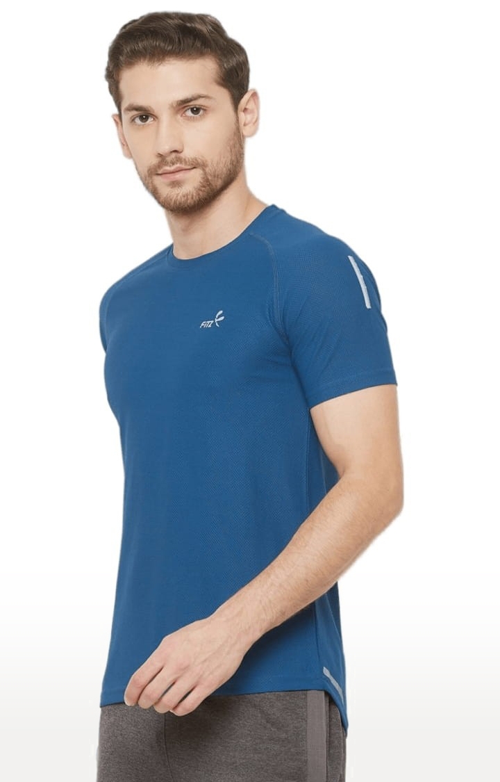 FITZ | Men's Blue Polyester Solid Activewear T-Shirt 2