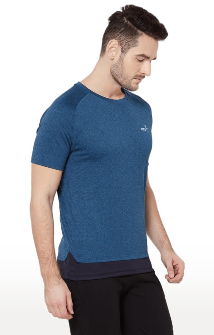 FITZ | Men's Navy Blue Polyester Solid Activewear T-Shirt 3