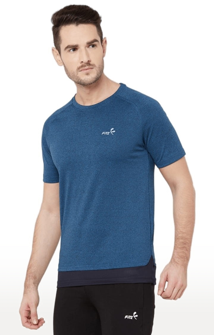 FITZ | Men's Navy Blue Polyester Solid Activewear T-Shirt 2