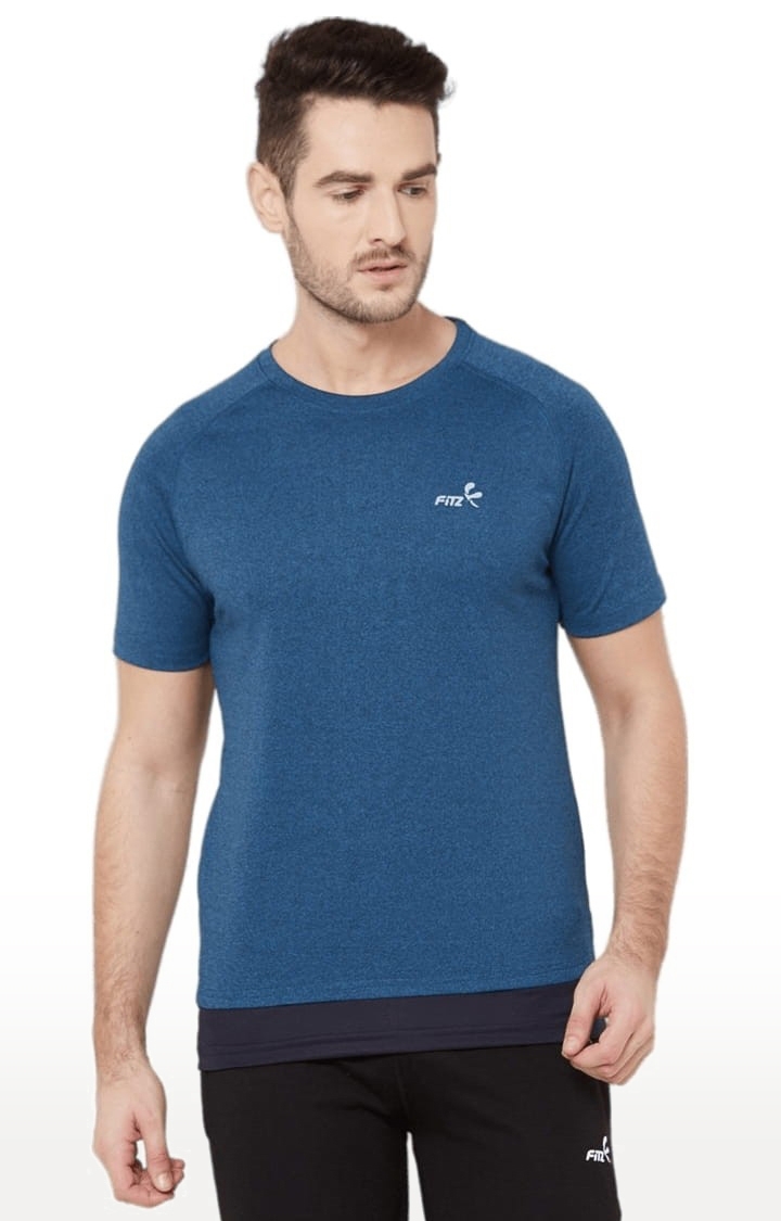FITZ | Men's Navy Blue Polyester Solid Activewear T-Shirt 0