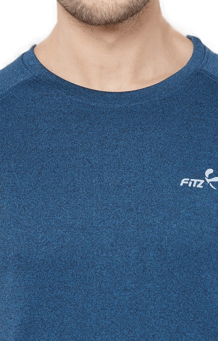 FITZ | Men's Navy Blue Polyester Solid Activewear T-Shirt 5
