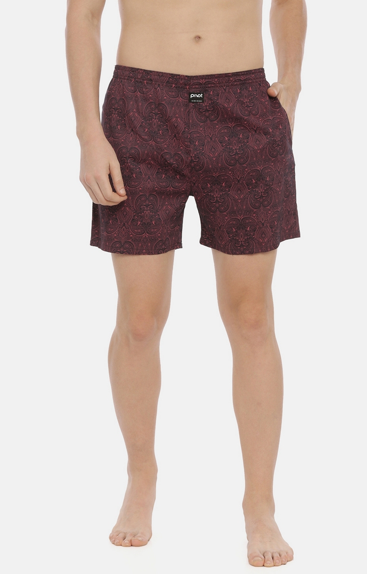PIVOT | Maroon & Blue Cotton Boxers - Pack of 2 2