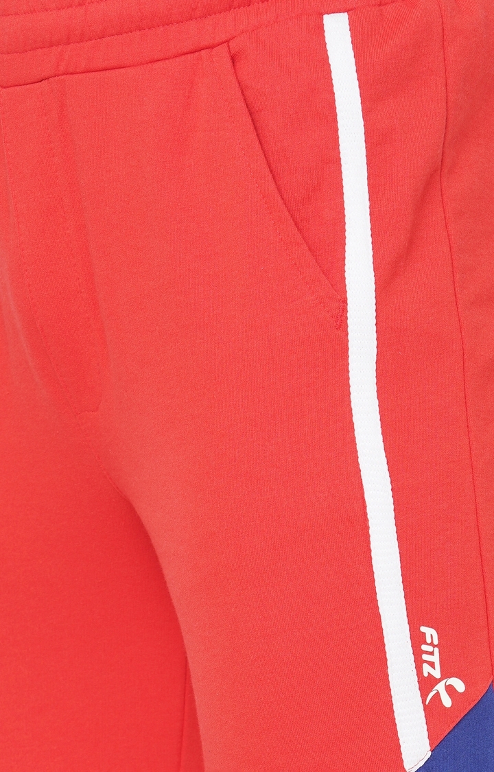 Men's Slim Fit Red Cotton Blend Casual Joogers