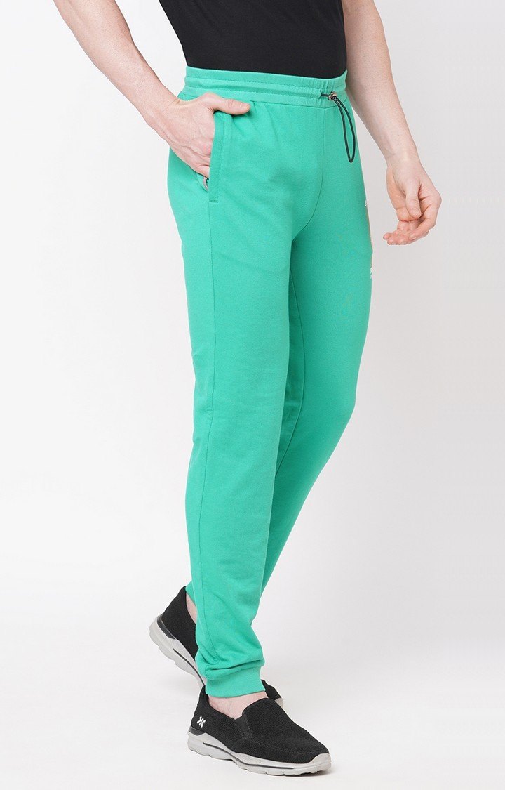Men's Slim Fit Green Cotton Blend Casual Joogers