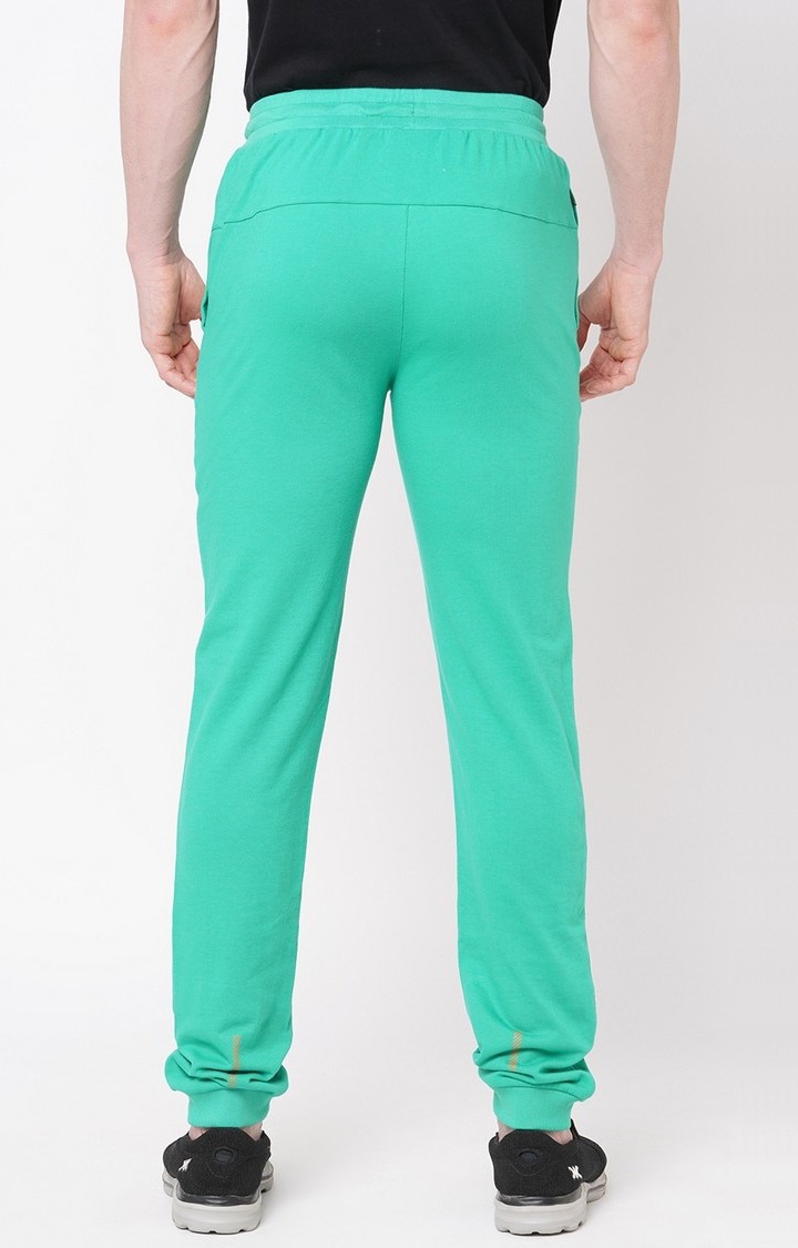 Men's Slim Fit Green Cotton Blend Casual Joogers